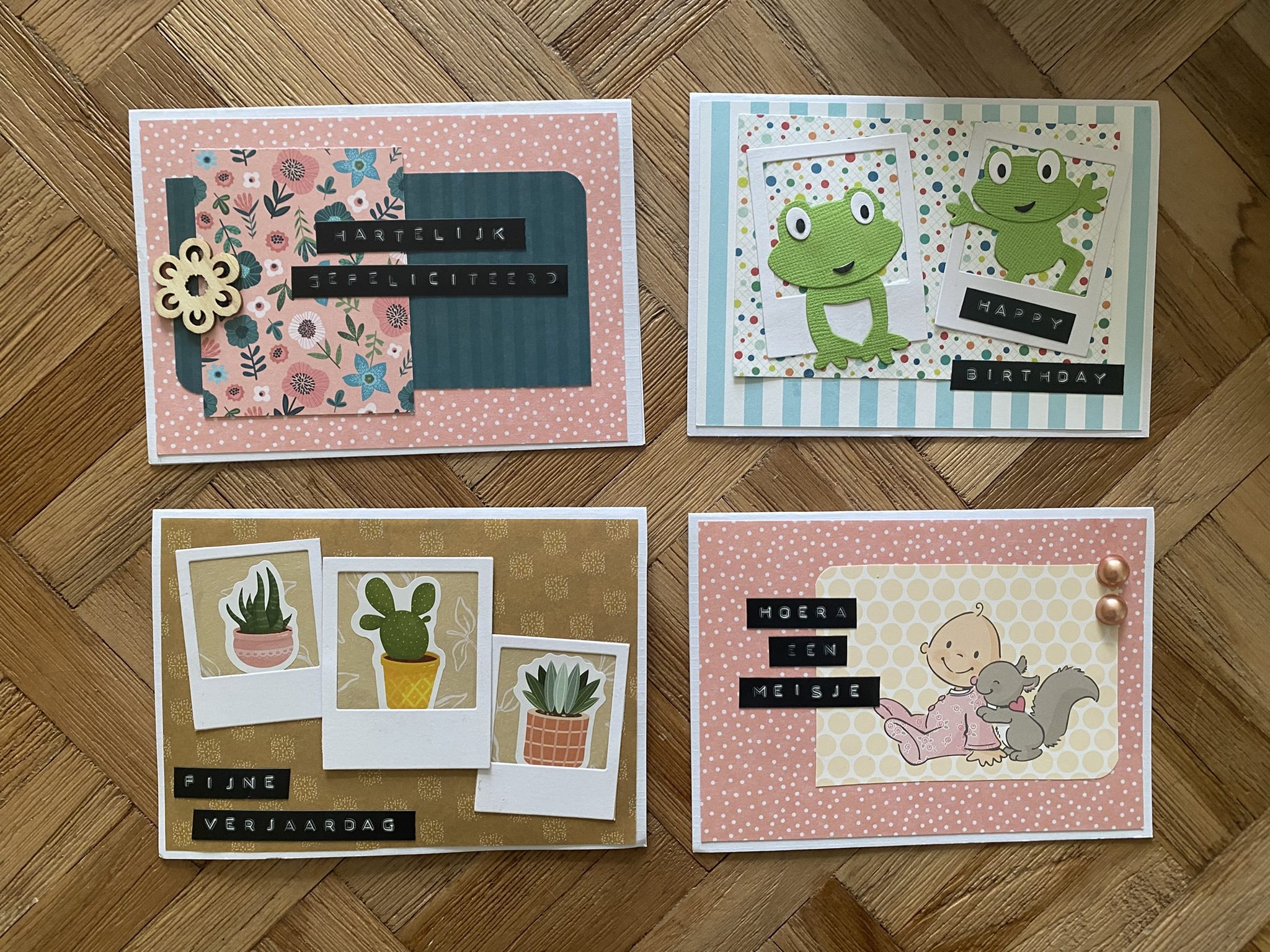 Kaarten maken #1 Vier schattige kaartjes